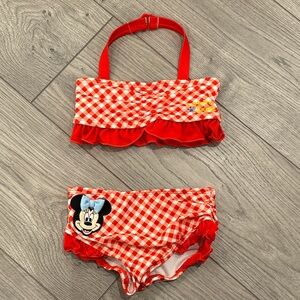 Disney Minnie Mouse Red Checkered bathing suit set like new size 12-18 mo CUTE